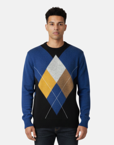 Grant of Scotland Argyle Diamond Crew LambsWool Knitwear