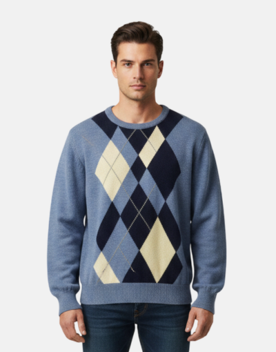 Filo Argyle Navy Blue Diamond Knitwear Jersey