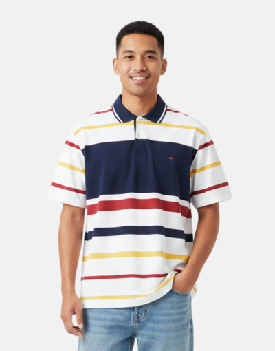 Zuccino Italy Stripe Navy Double Mecerised Golfer