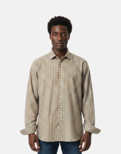 Zuccino Italy LS Orange  Check Shirt