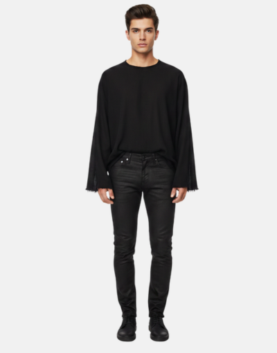 STEPHAN BLACK SKINNY WAX JEAN DEEP FREEZE