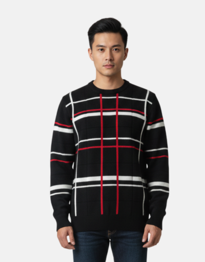 Rob Roy Acrylic Colour Strip Black Sweater