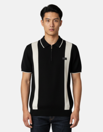 Stefano R Italian 1/4 Zip Black Knitwear Golfer