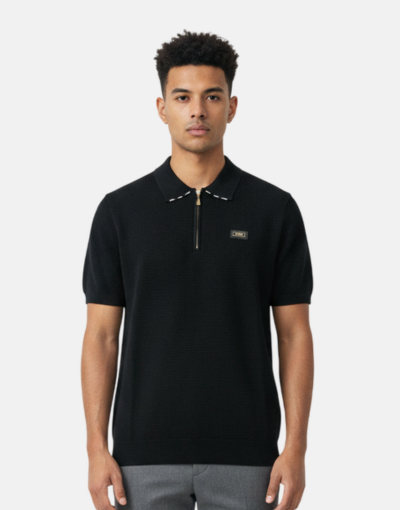 Stefano R Italian 1/4 Zip Black Knitwear Golfer