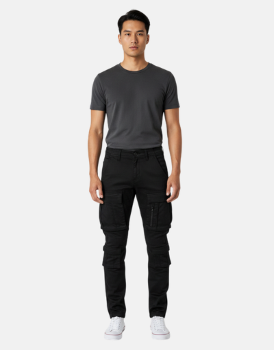 Cutty Vincent 8 Pocket Black Wax Skinny Jeans