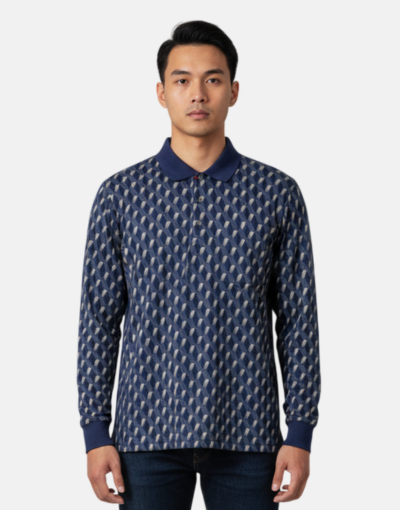 KG Navy Traditional Block Pattern LS Golfer