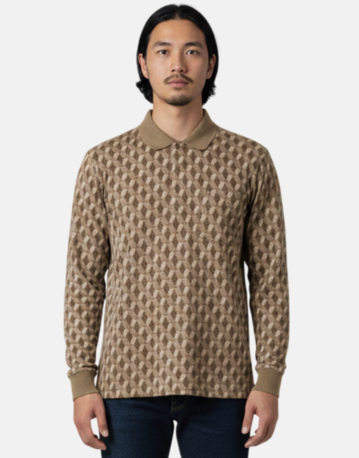 KG Fawn Khaki Block  Traditional Pattern LS Golfer