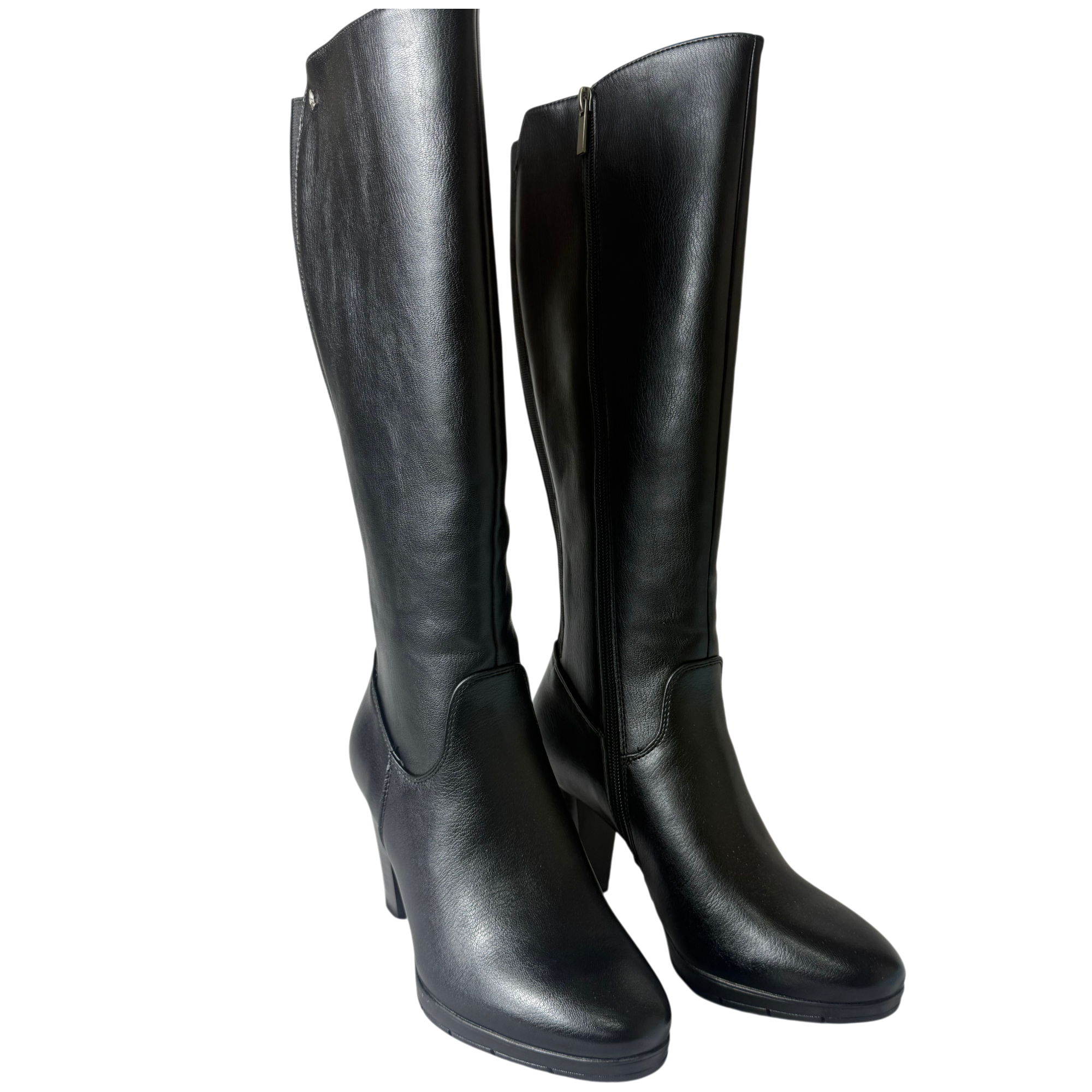 Hush Puppies Montana Black Knee-High Heeled Boots