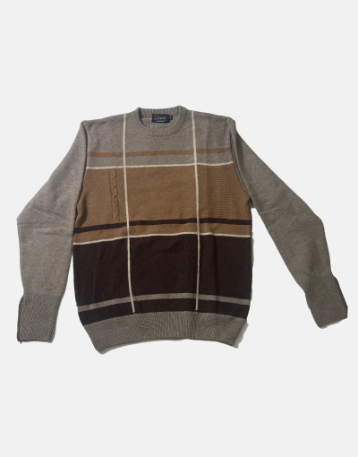 Grant of Scotland  Wool Colour Block Mink Sweater