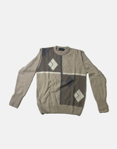 Grant of Scotland Wool Colour Block Oat Sweater
