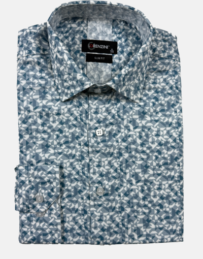 Lorenzini LS Blue Pattern Shirt