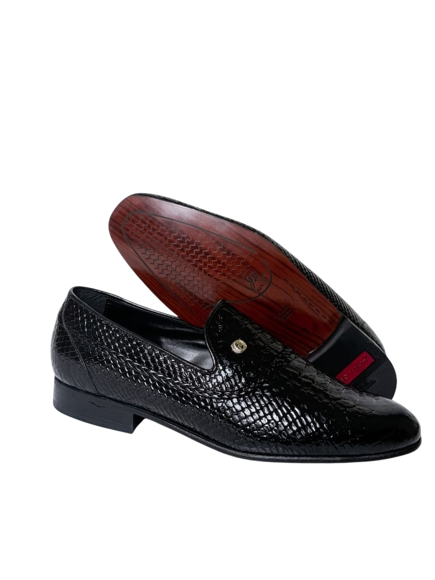 John Drake Leather Black Mocassin