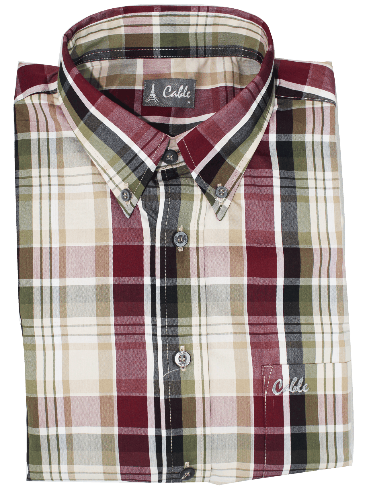 CABLE Beige/Red Checkered Shirt