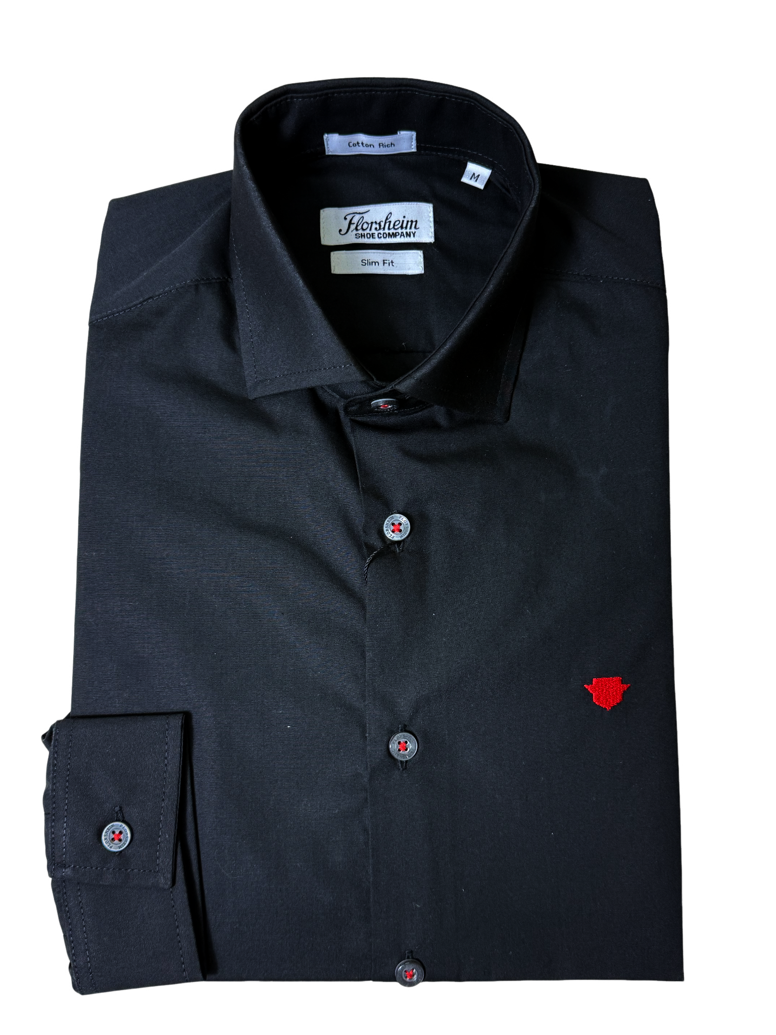 Florsheim Plain Black Slim Fit Shirt