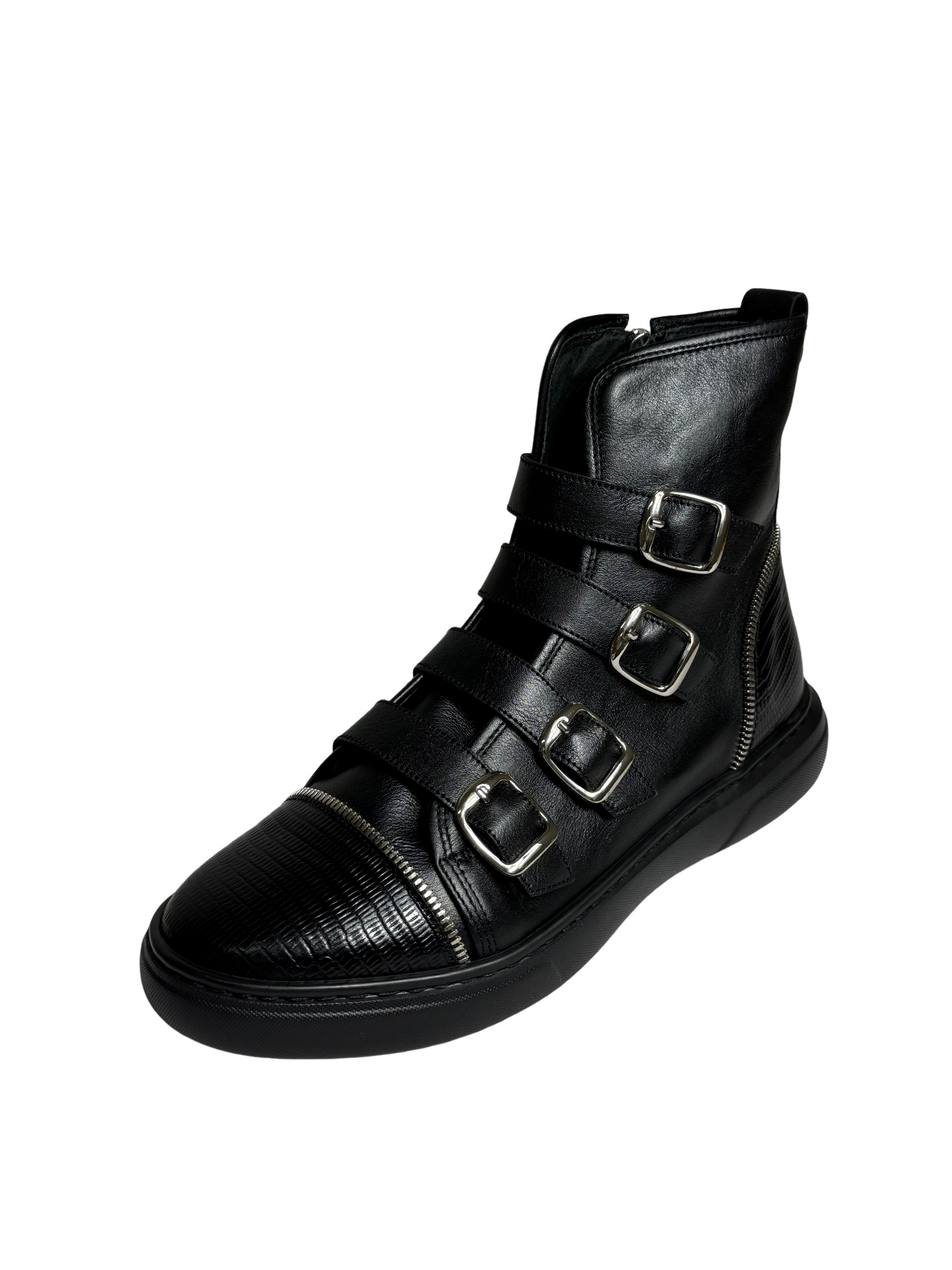 Gian Luca Italian Leather Black Monk Strap Boot