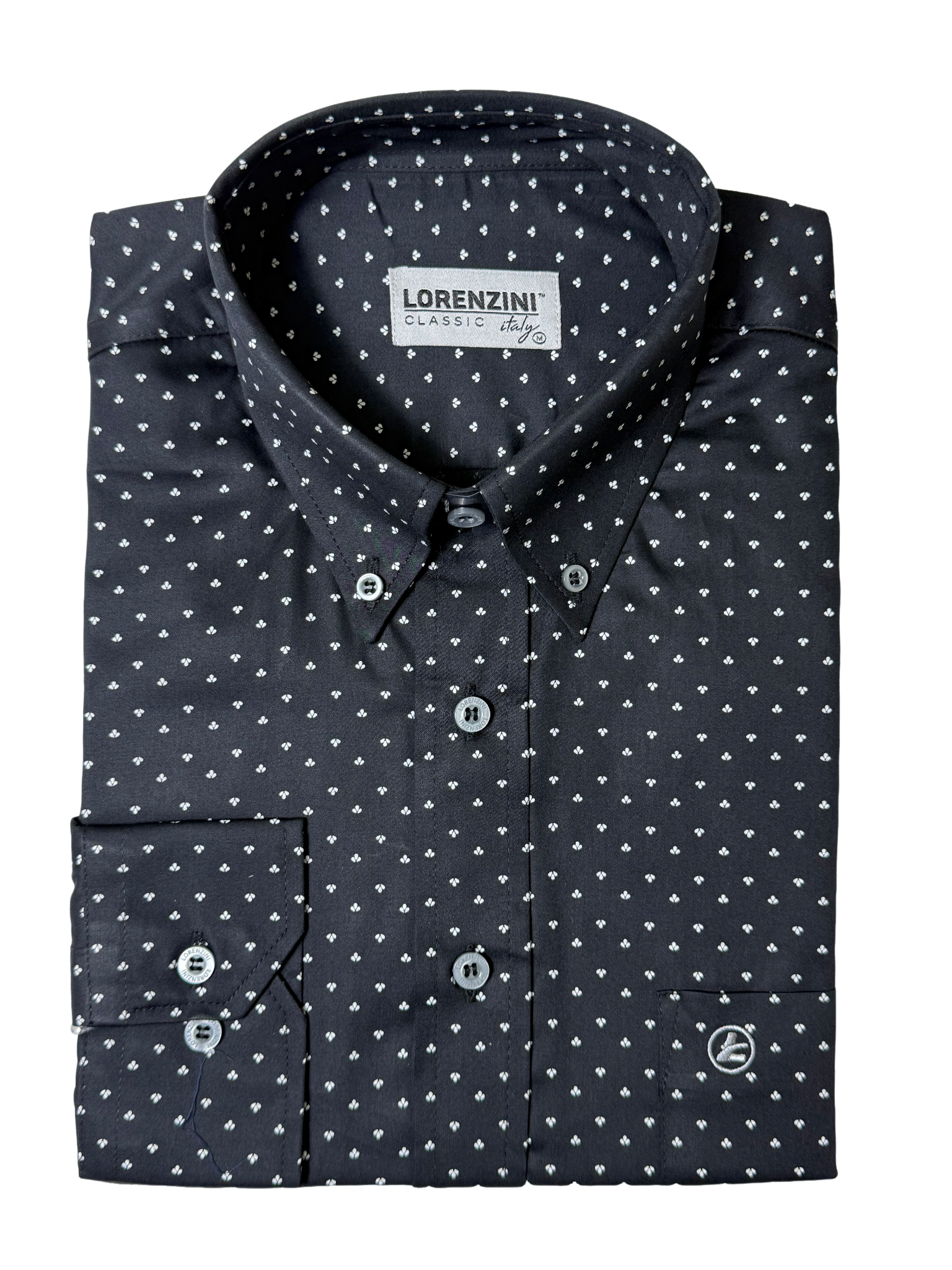 Lorenzini Black Micro Print  LS Shirt