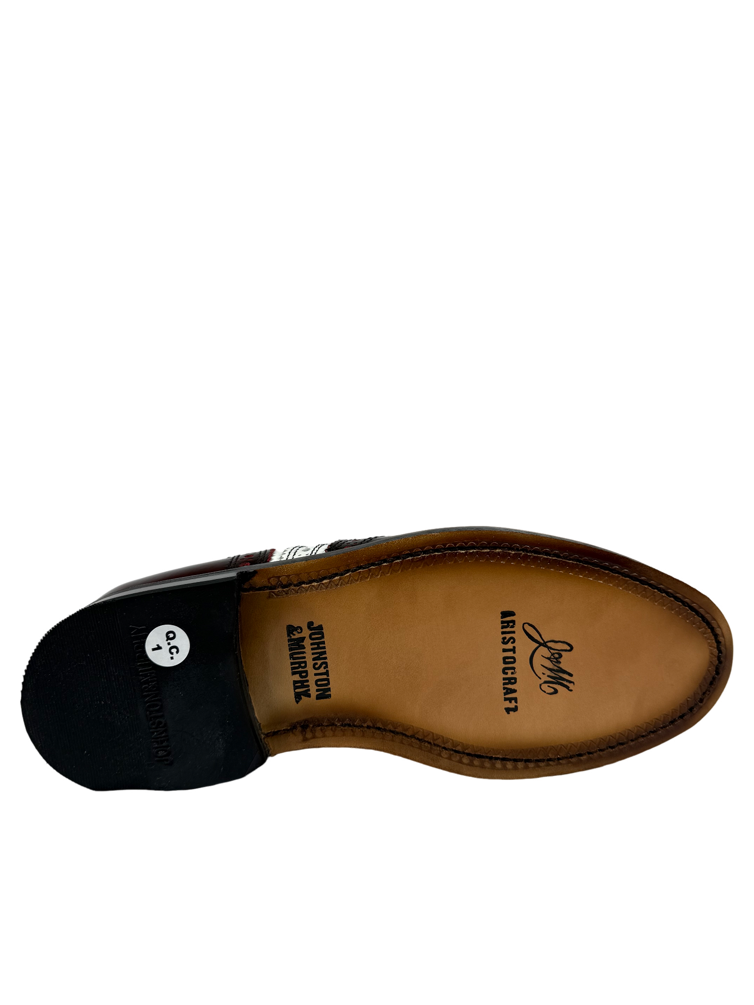 Johnston & Murphy Leather Wine Daisy Brogue Shoe
