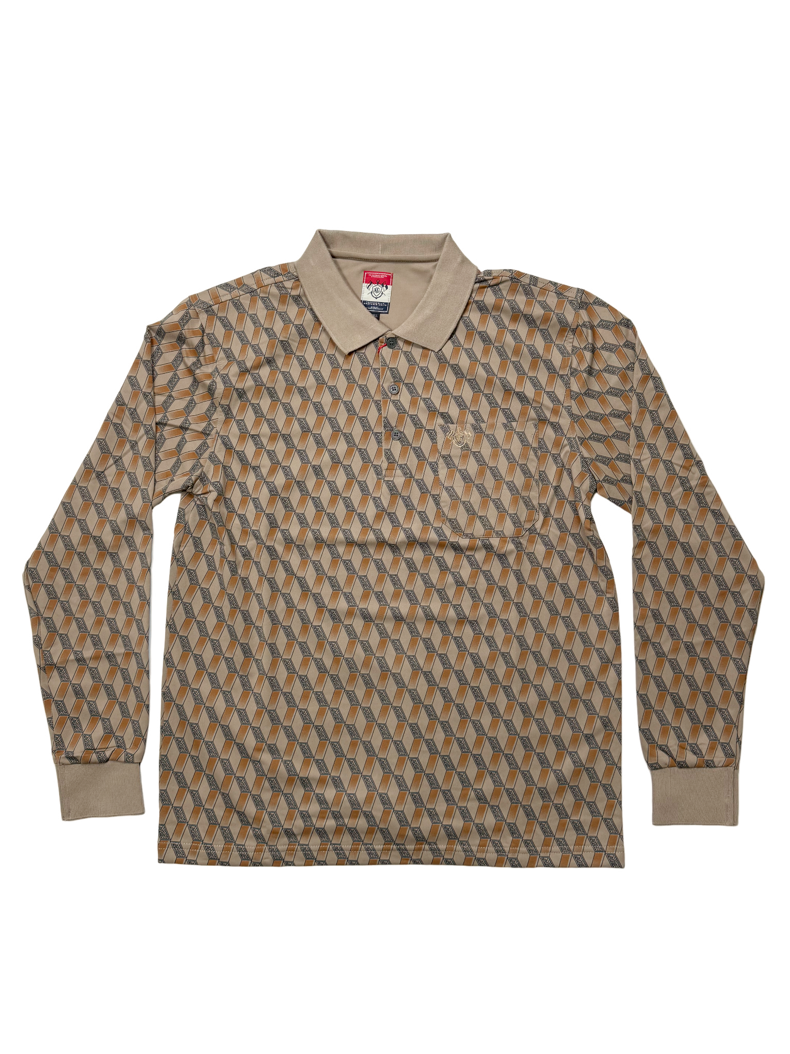 KG Fawn Khaki Block  Traditional Pattern LS Golfer