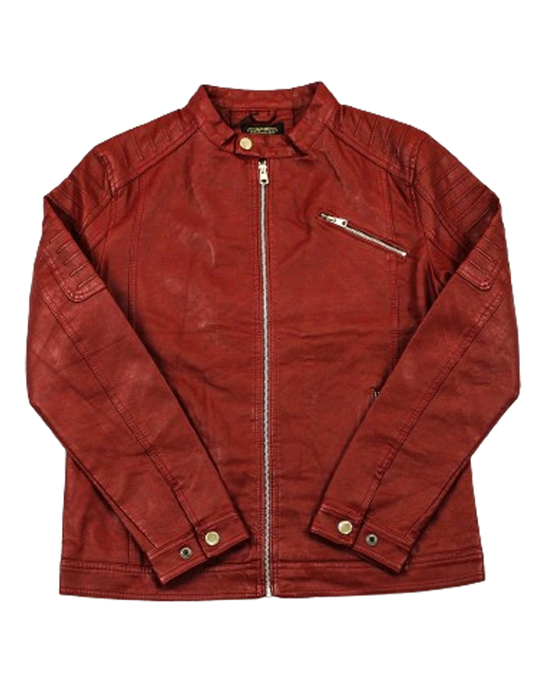 Point Leather Jacket Slim Fit Red