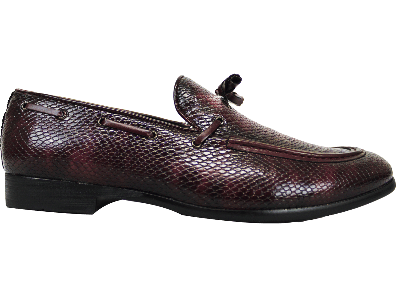 P CROUCH & CO Ox Blood Croc Tassle Slip On