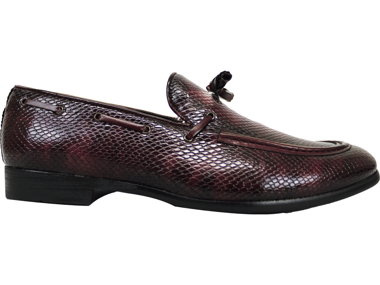 P CROUCH  Ox Blood Croc Tassle Moccasin