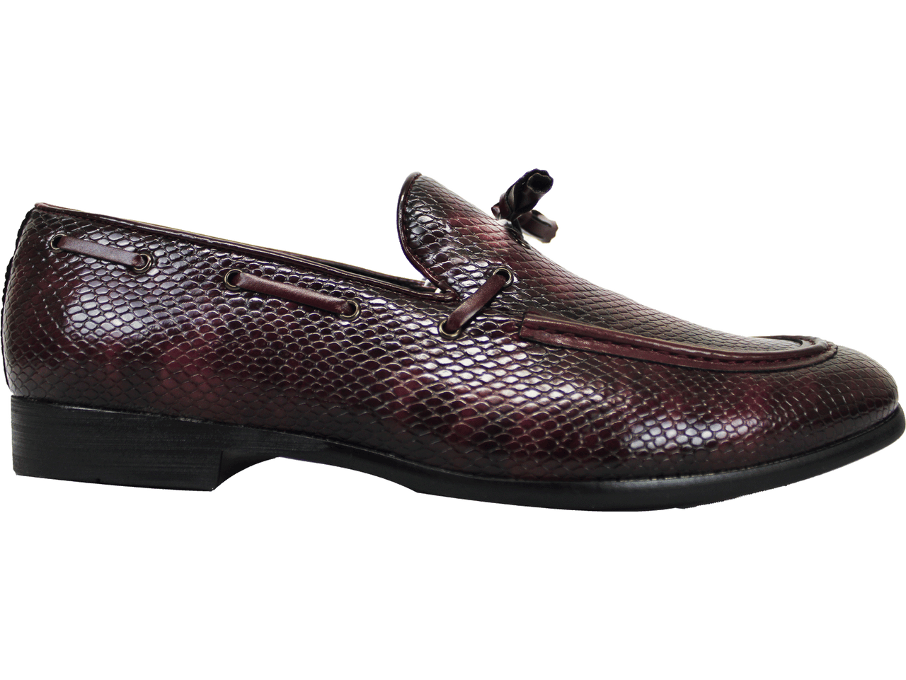 P CROUCH & CO Ox Blood Croc Tassle Slip On