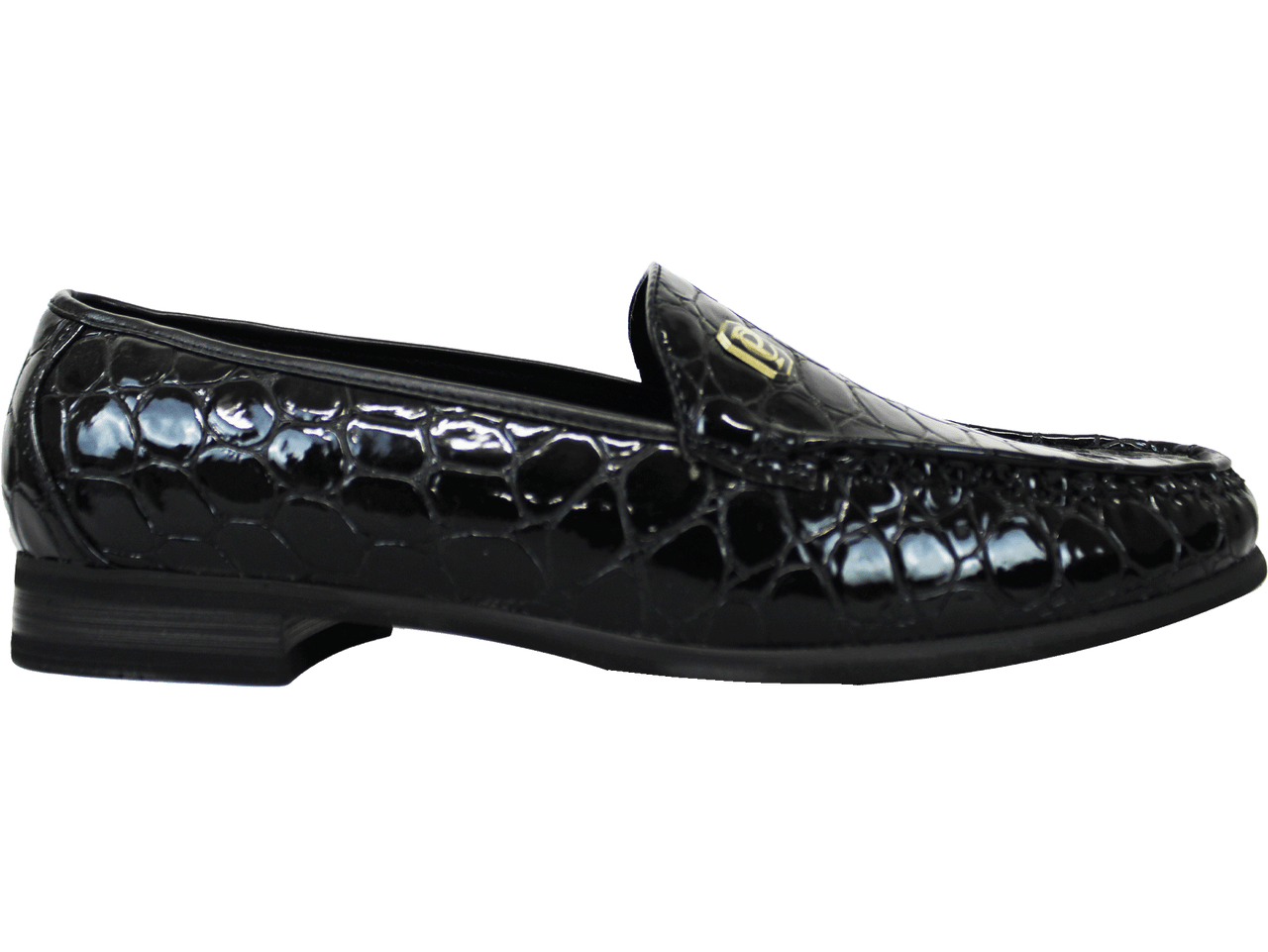 P CROUCH & CO Black Croc Slip On