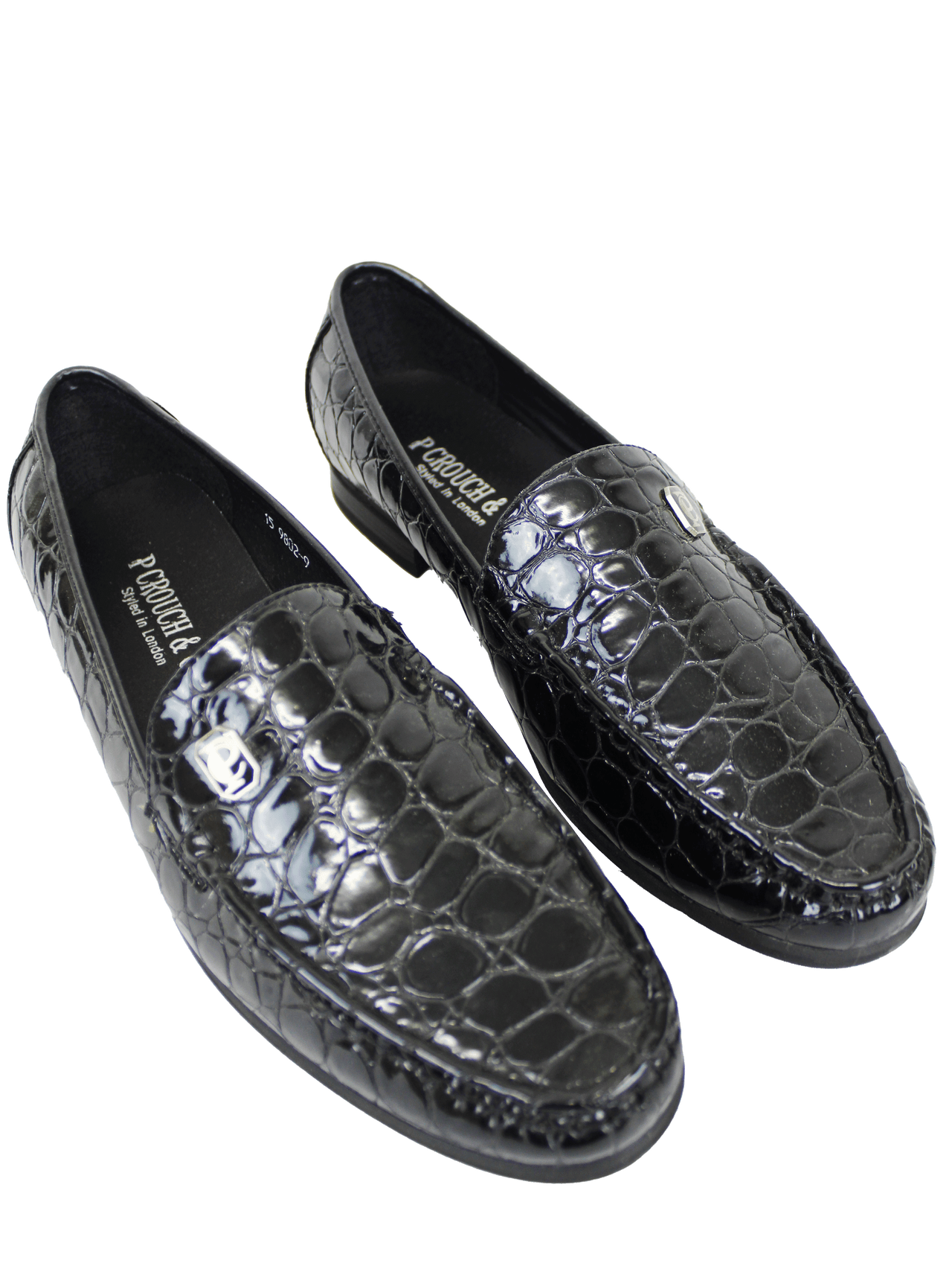 P CROUCH & CO Black Croc Slip On