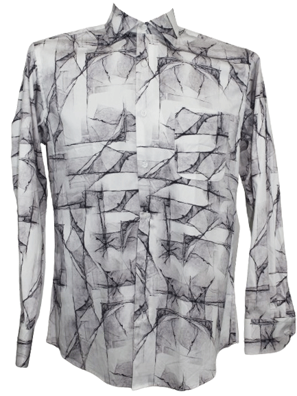 Rossini Long Sleeve Marble Pattern Shirt