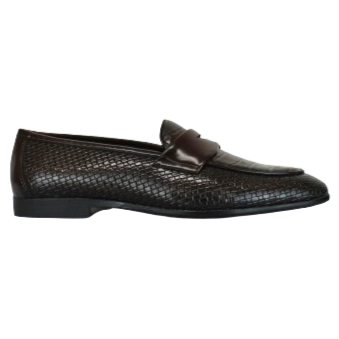 P CROUCH & CO Ox Blood Brown Croc