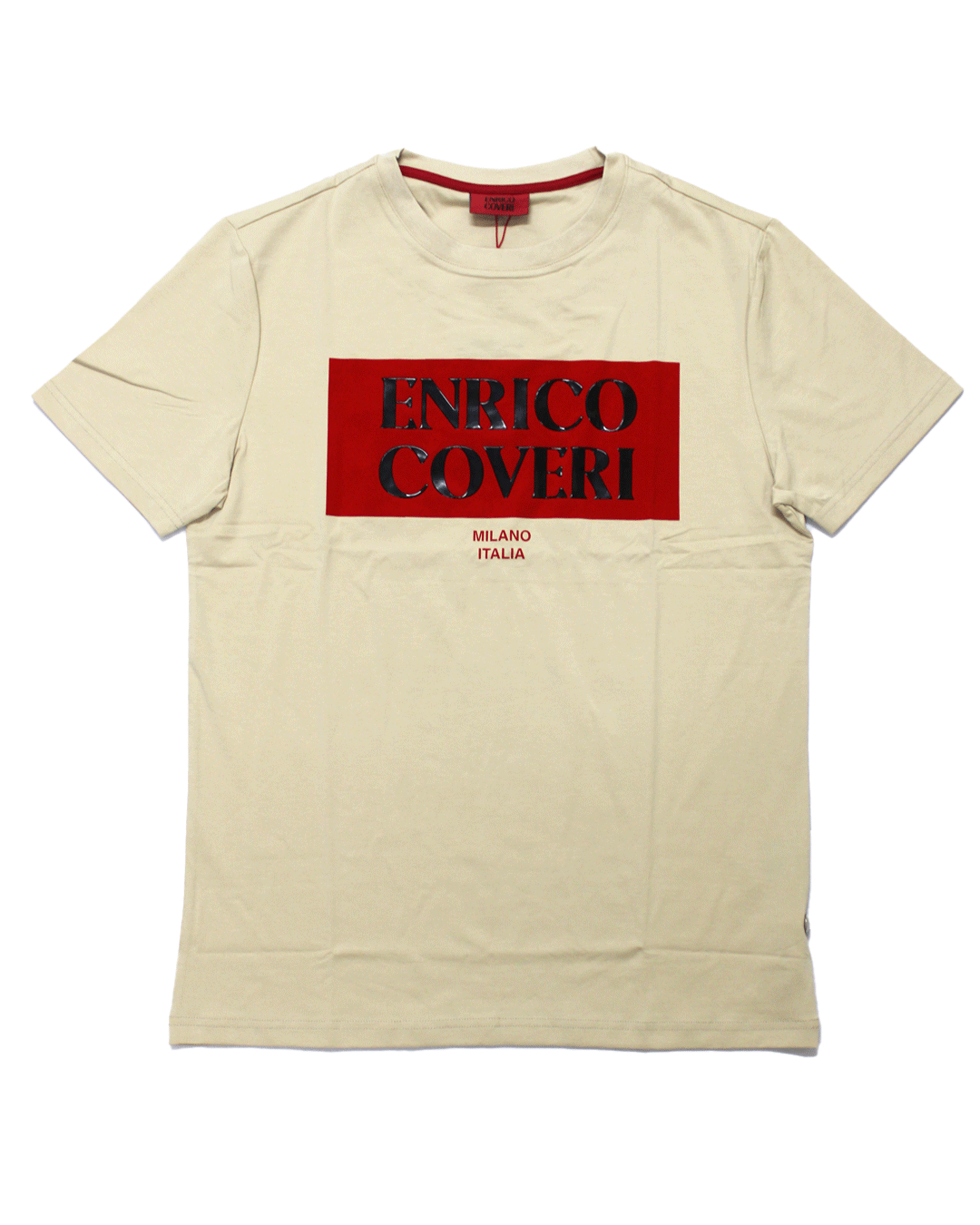 ENRICO COVERI Logo Red Khaki T Shirt