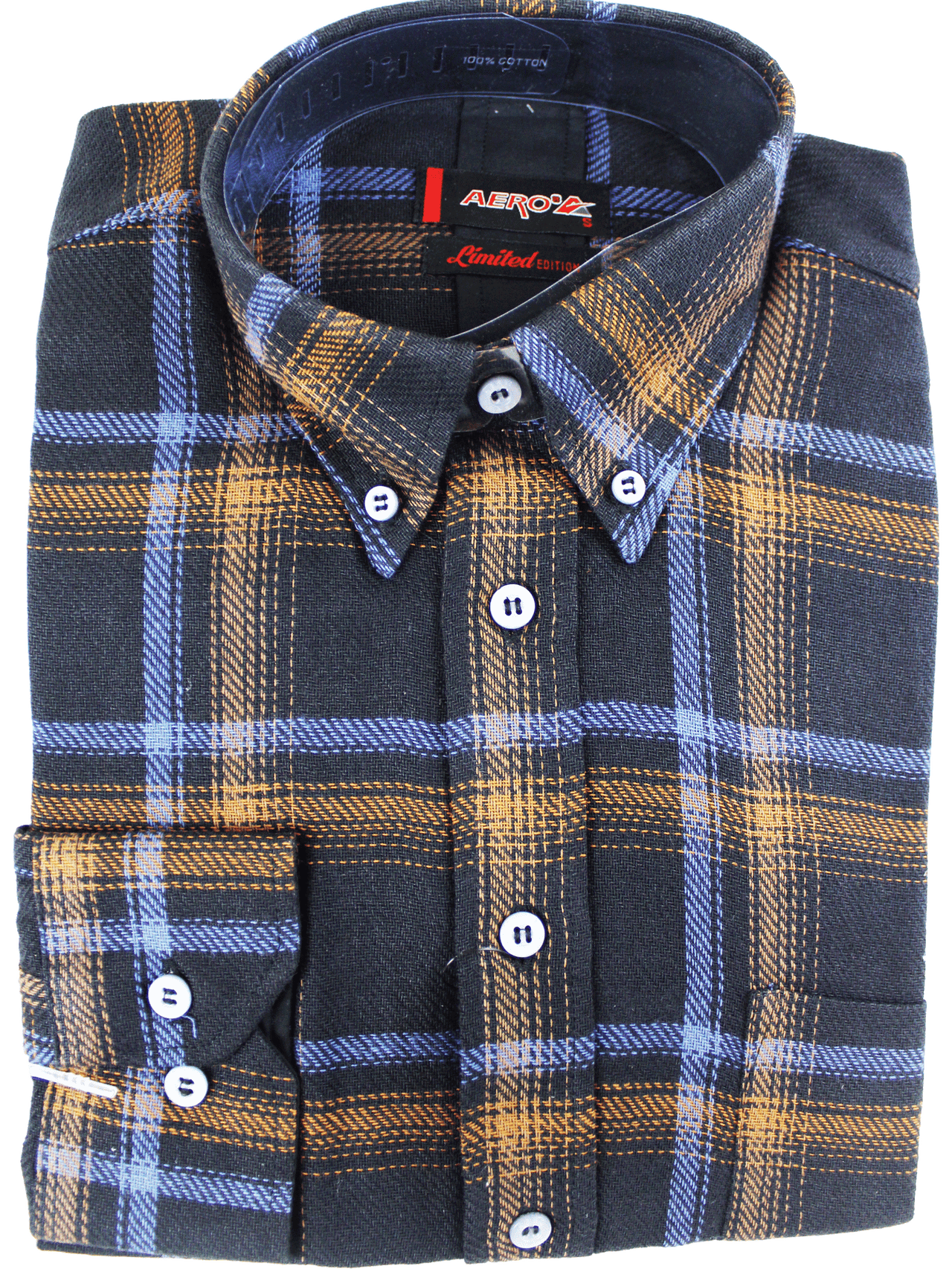 AERO Black L/S Check Shirt
