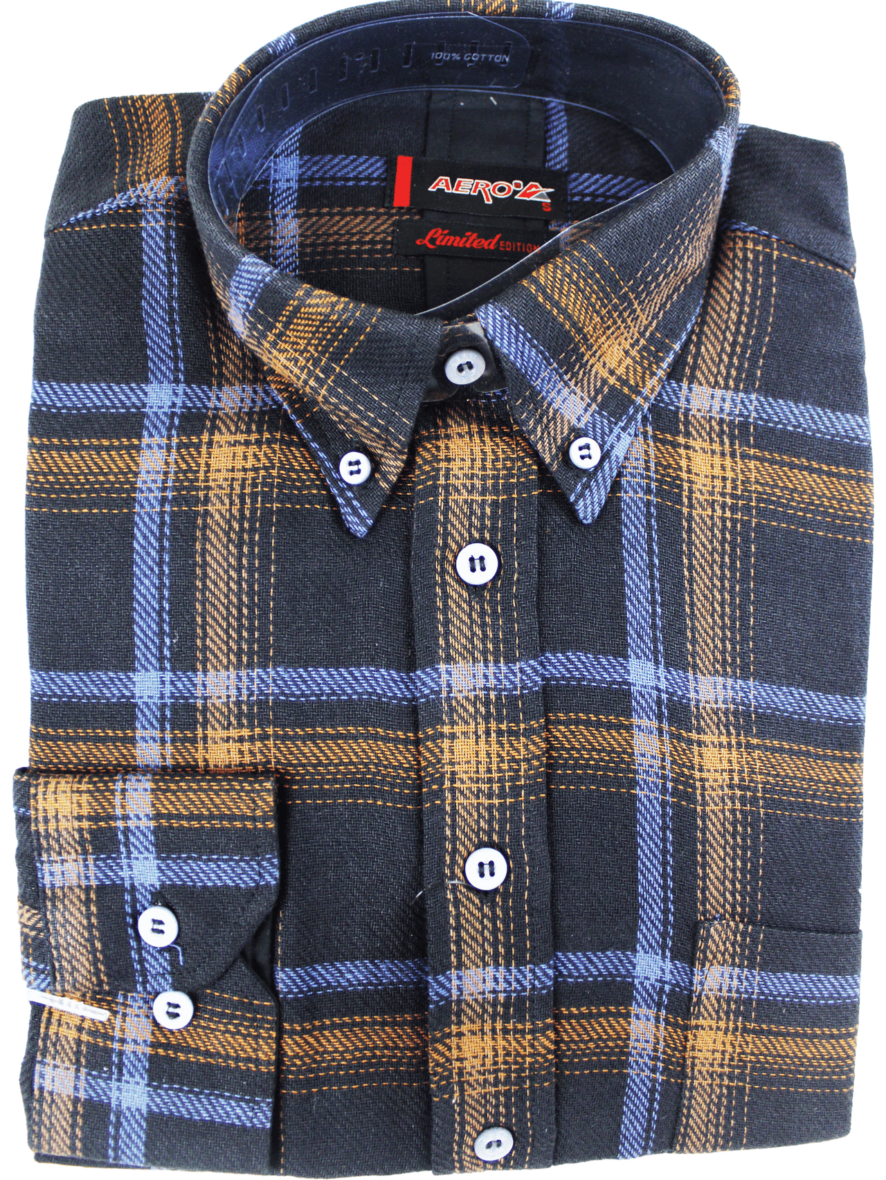 AERO Black L/S Checkered Shirt