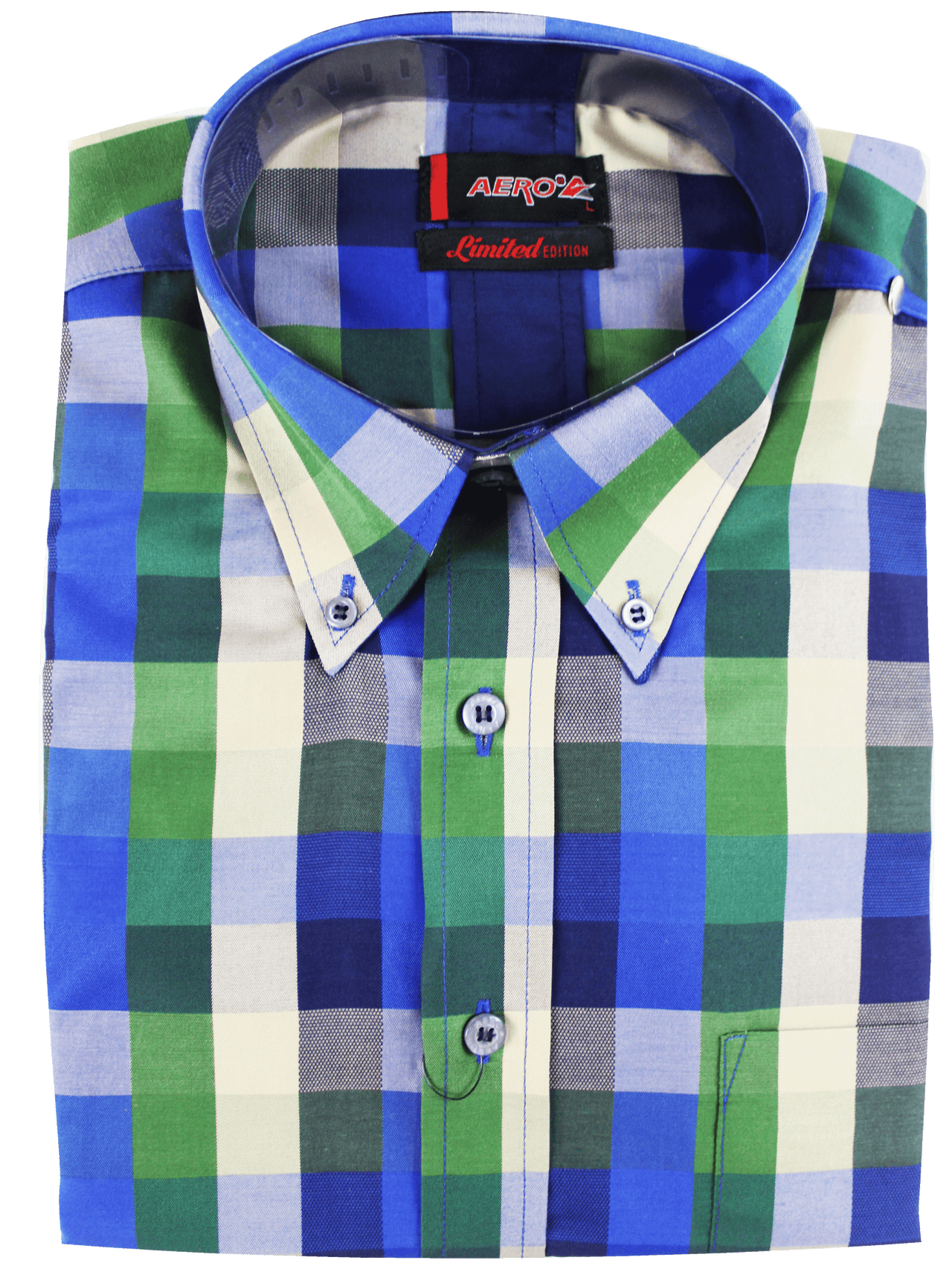 AERO Green/Beige/Blue Checkered S/S Shirt