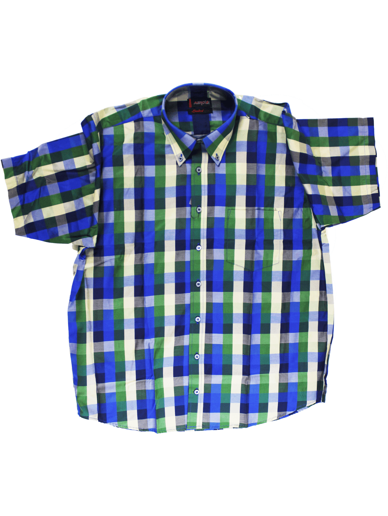 AERO Green/Beige/Blue Checkered S/S Shirt