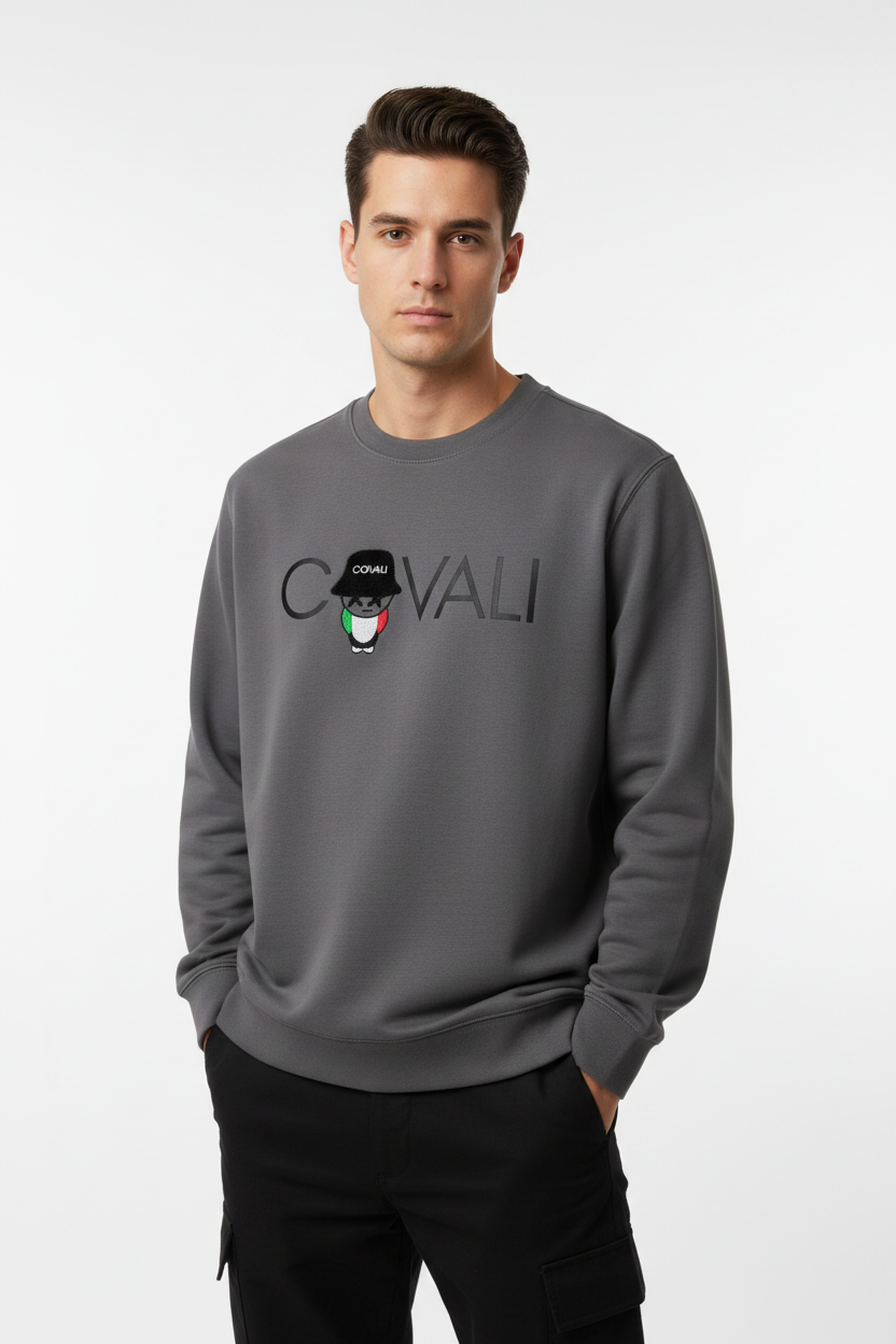 Covali Grey Logo Sweatshirt - model on plain white background