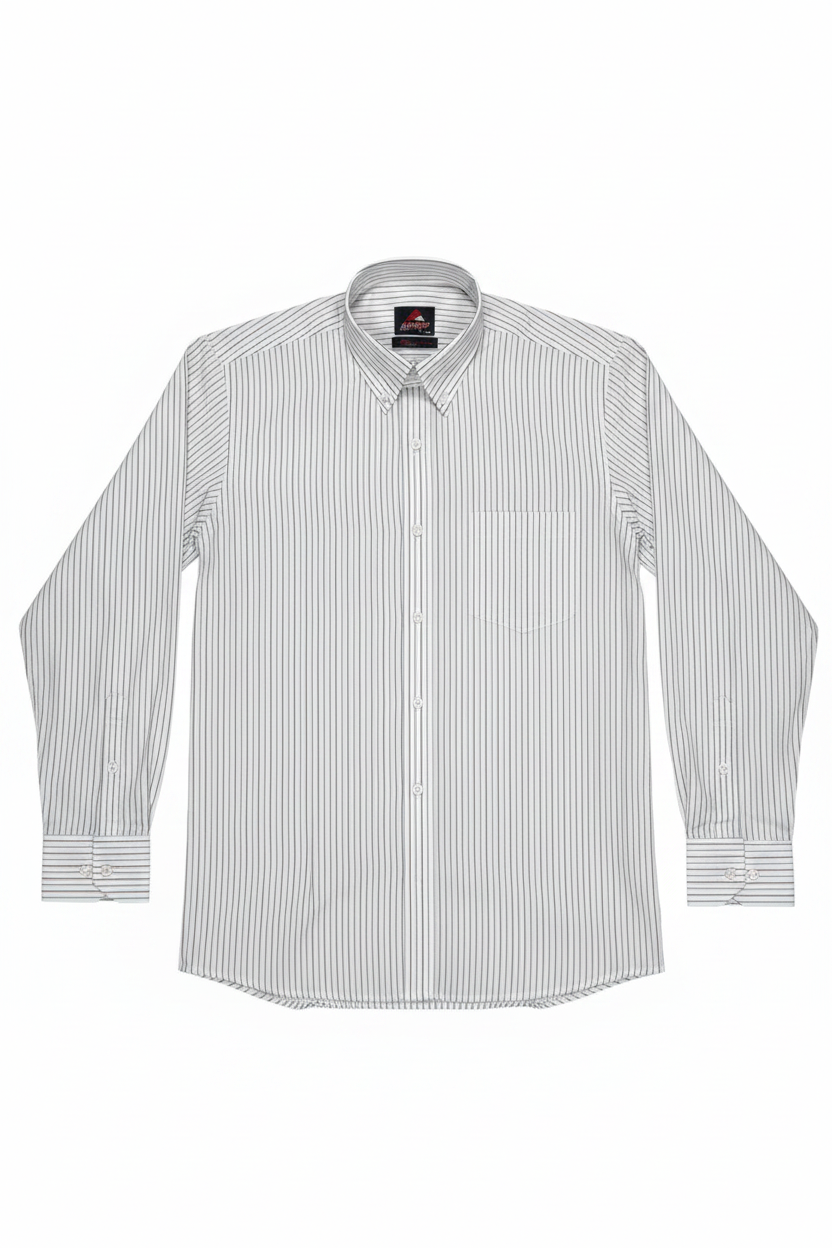AERO Classic Stripe Shirt White Red Blue on white background