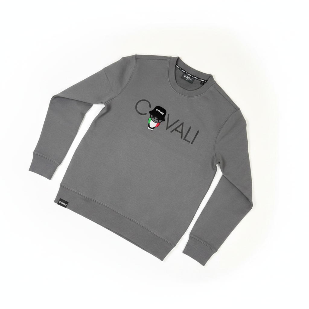 Covali Grey Logo Sweatshirt - flat lay studio shot