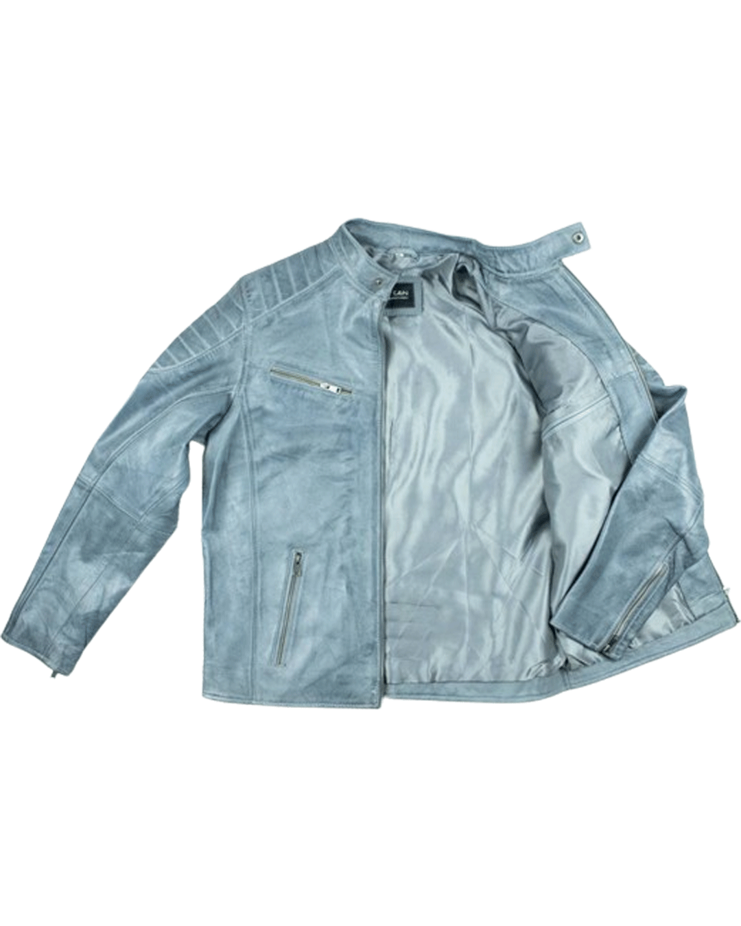 Leather Point Zip Grey Jacket