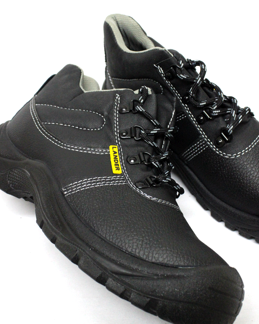LANDER Leather Safety Steel Toe Black Boot - BOSSINI SA