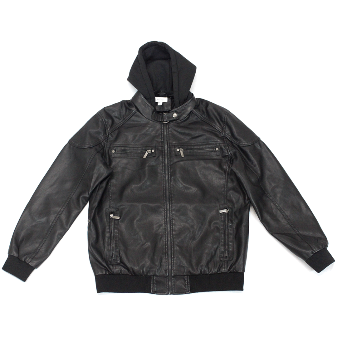 Leather Black Hoody Jacket