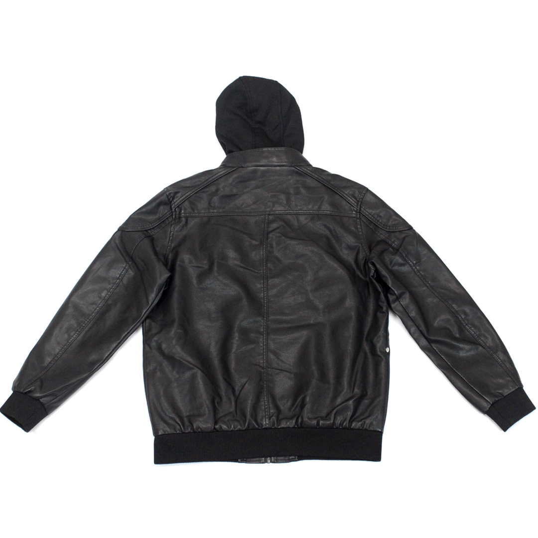 Leather Black Hoody Jacket