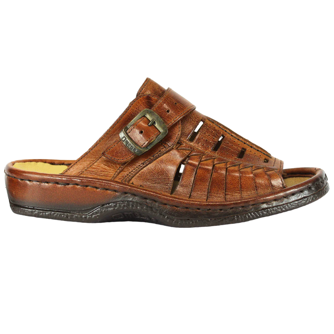 Omega Leather Terracotta Push-In Sandal – Easy Slip-On Men’s Leather Footwear