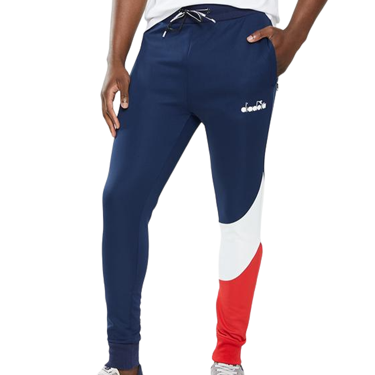 Diadora Slim Track Pants Navy Red