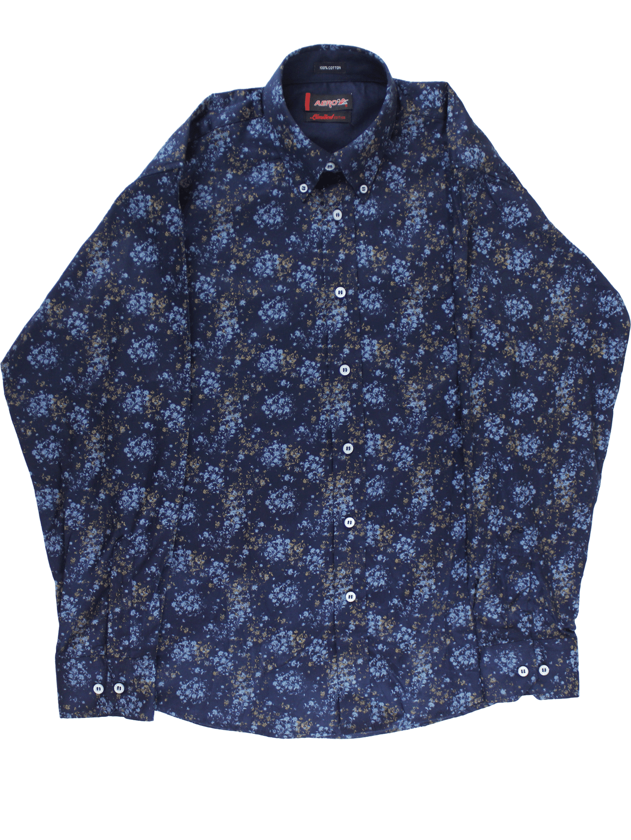 AERO Navy Patterned L/S Shirt