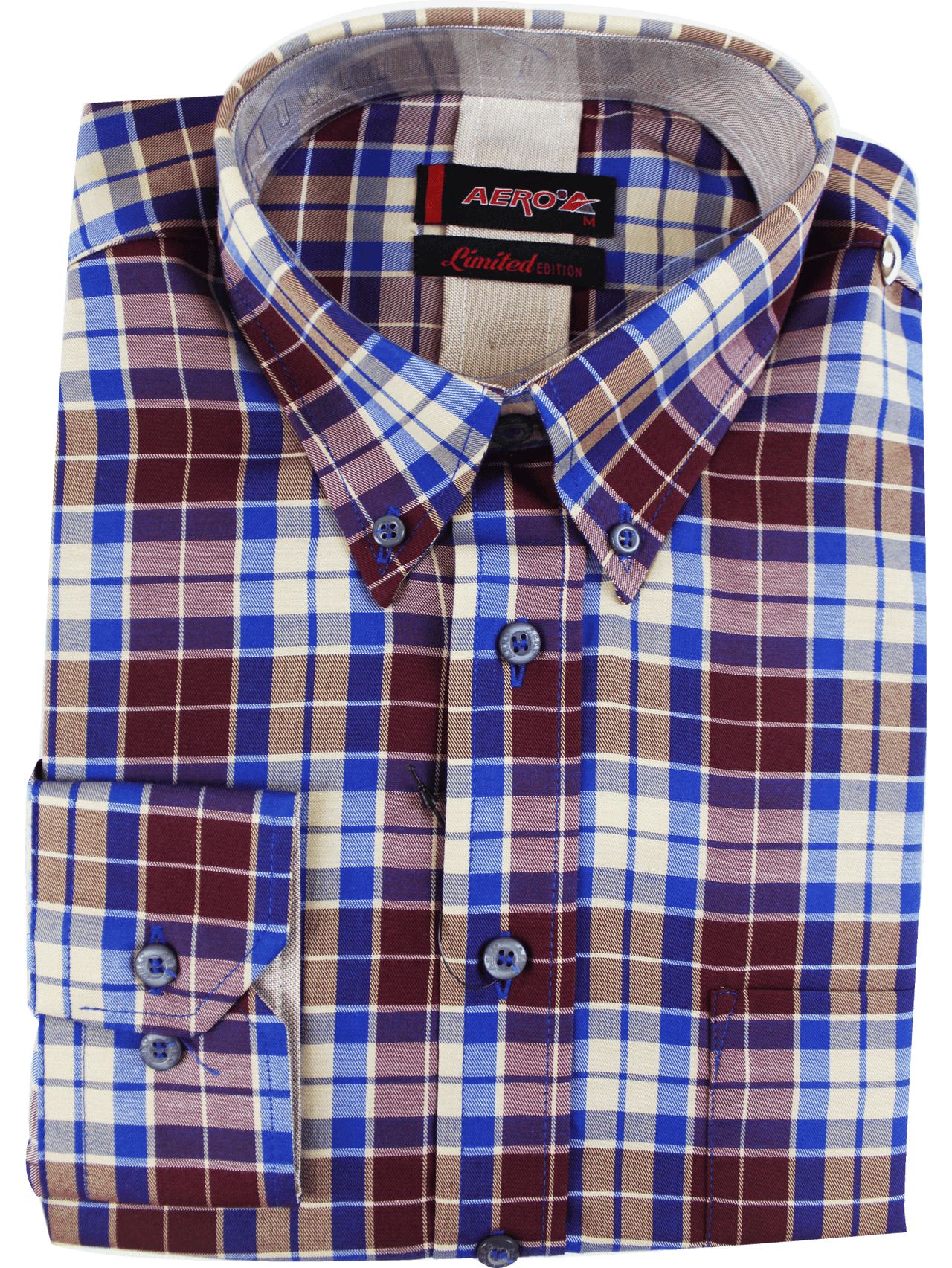 AERO Red/Beige/Blue Checkered L/S Shirt