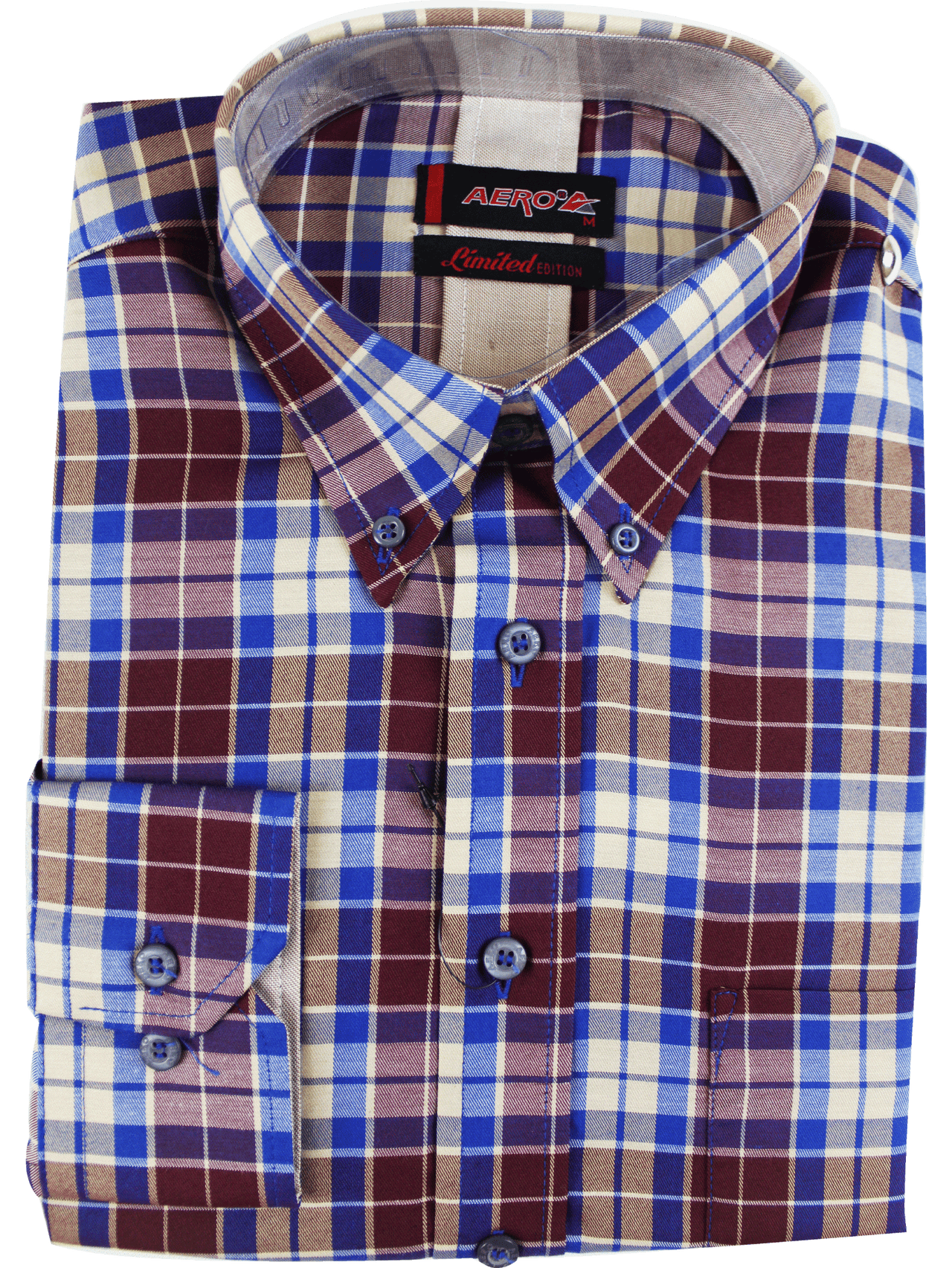 AERO LS Check Burgundy Shirt