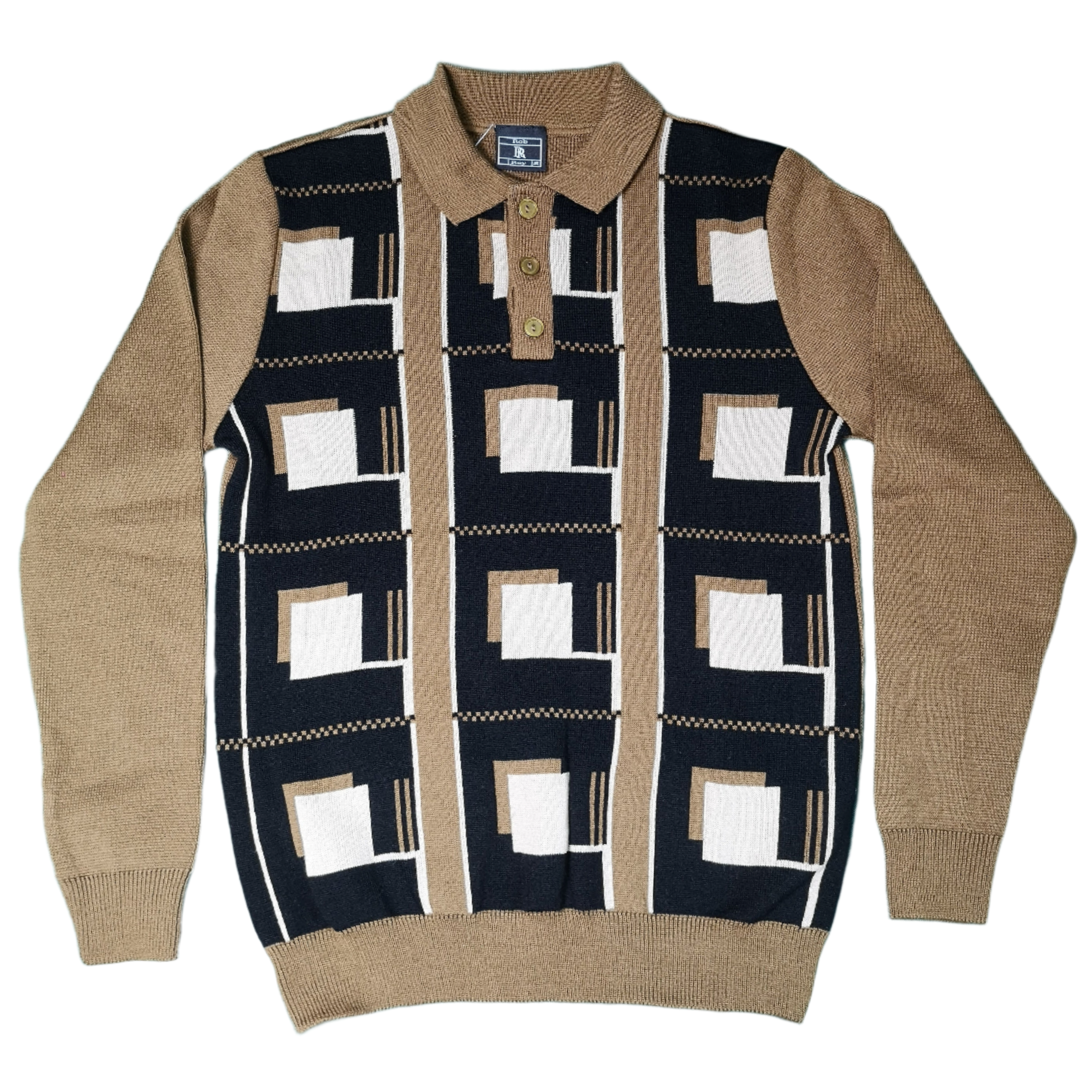 Rob Roy Tan Block Golfer Knitwear
