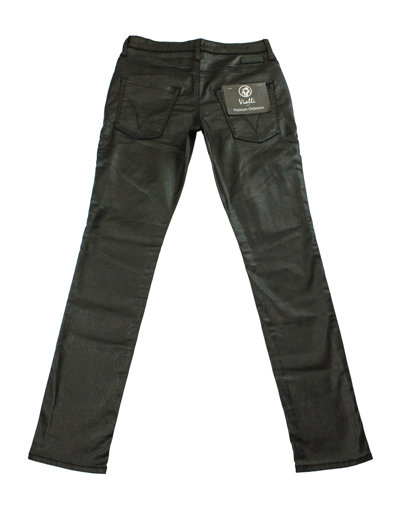 VIALLI Black Lazer Strato Fit Wax Jean