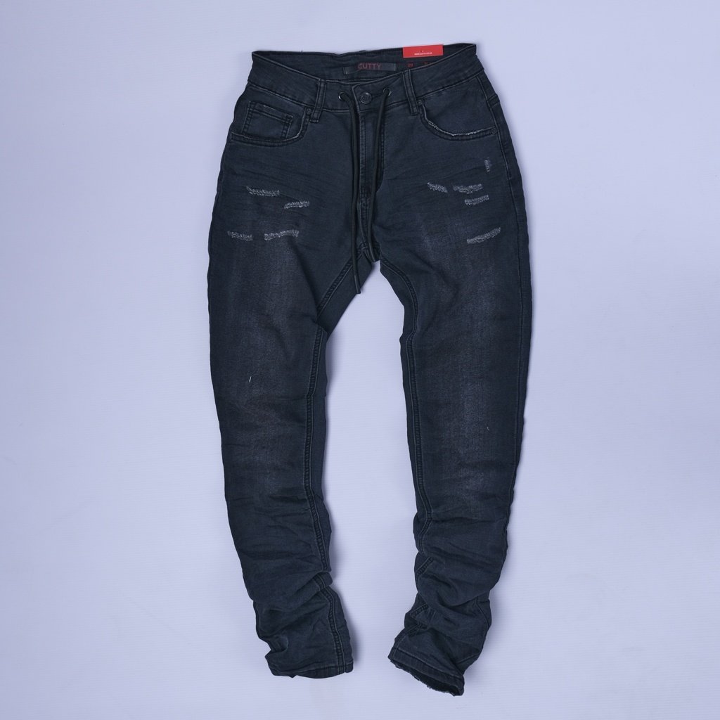 cutty zane black jeans zip with drawstring